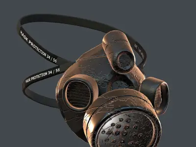Gas mask helmet 3d model scifi Low-poly Low-poly 3D model Low-poly 3D model 5