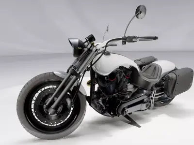 Custom Chopper Motorcycle Fin 03 Stylized Cruiser Bike 3D model