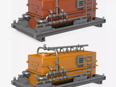 Red and Yellow Industrial Generators 3D model