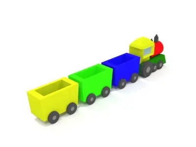 Low Poly Cartoon Train Toy Low-poly 3D model