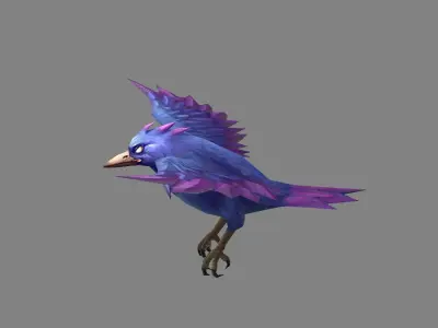 Cartoon Crow - Raven - Blue Bird Monster Low-poly 3D model