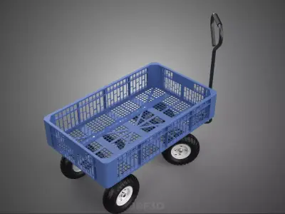 HEAVY DUTY CRATE BASKET TRAY BED TUB WAGON DOLLY TRAILER CART 4W 3D model