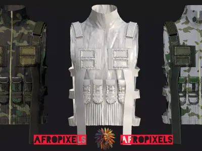 Military Tactical Vest Game Ready 3D Model Low-poly 3D model