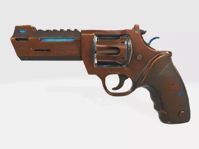 Steampunk Revolver Low-poly 3D model buy