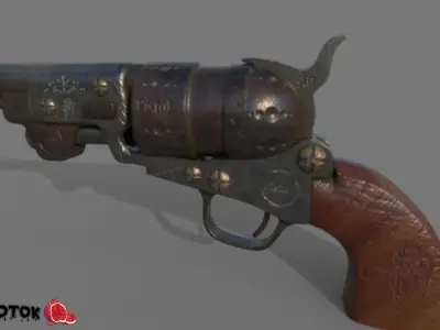 Pistol revolver Free low-poly 3D model