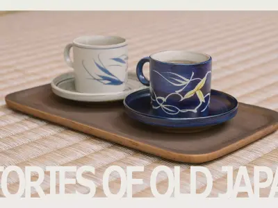 Japanese Two-Tone Demitasse Cup Set Low-poly 3D model