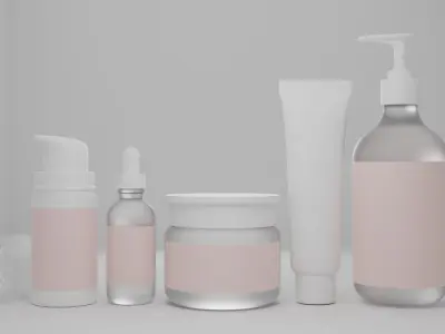 Skincare product bottles 3D model