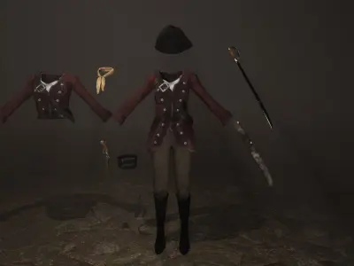 Female Pirate Captain Low-poly 3D model