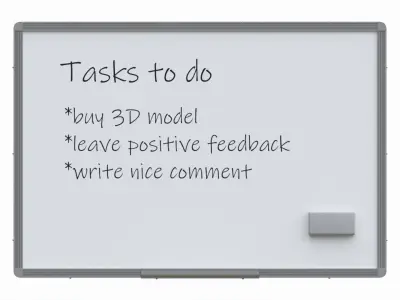 Magnetic dry erase white board 3D model