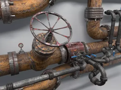 Modular Industrial Pipes Low-poly 3D model buy