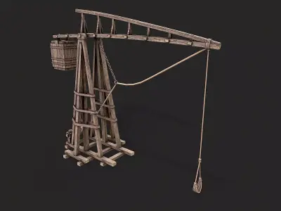 Medieval Siege Trebuchet 3 Low-poly 3D model
