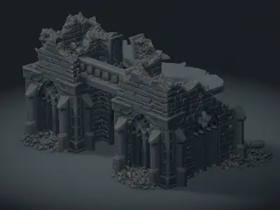 Scifi gothik ruin 3D print model