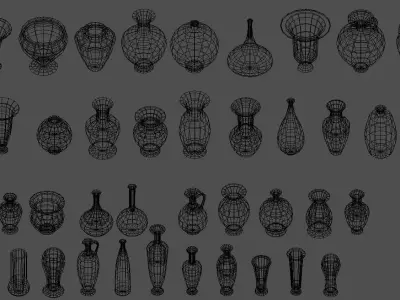 41 Vase Jar Vessel pack Low-poly 3D model
