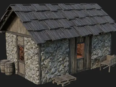 Old Medieval Building 4K Textures GameReady 125 Low-poly 3D model