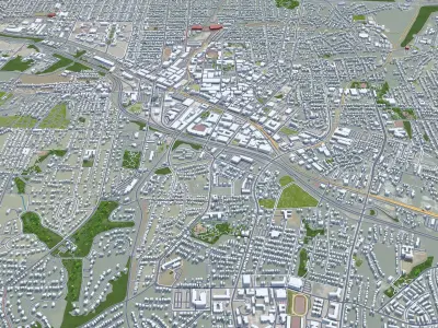 Durham North Carolina USA Low-poly 3D model