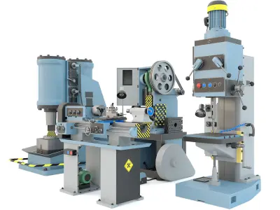 Forging hammer press drilling lathe machine tool - Collection 3D model
