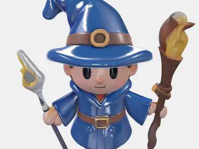 Cartoony Mage Free low-poly 3D model