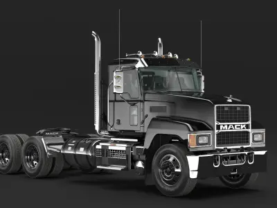 Mack Commercial Truck Black Rigged 3D model