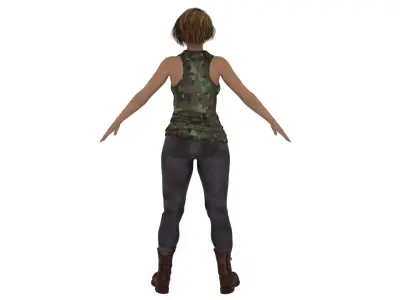 Realistic girl military dress model 3D model