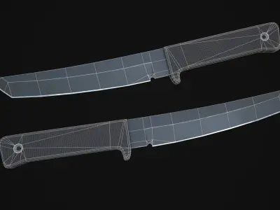 Tanto two knives Low-poly 3D model