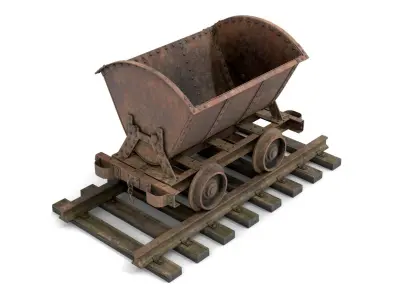 Rusty Metal Cart Mine Low-poly 3D model