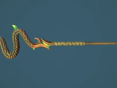 Snake staff Low-poly 3D model purchase