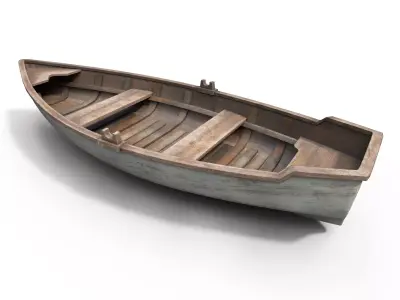 Old Wooden boat Low-poly 3D model