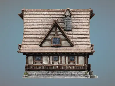 Medieval Fantasy House - Old Village Cottage  PM-22 Low-poly 3D model