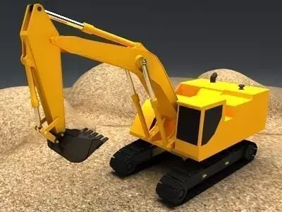 Excavator on sand 3D model
