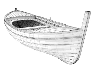 Old wooden boat 3D model
