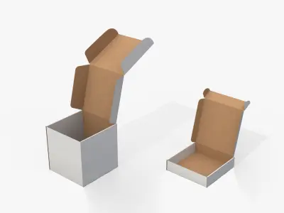 Mailer Boxes - White Cube and Flat Set 3D model