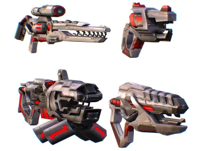 Weapons Set 4 Gun Pistol Assault rifle Sniper rifle machine gun 3D Model Pack