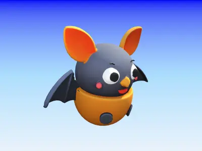 Adorable Cartoon Bat 3D Model  Low-poly 3D model