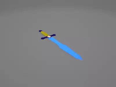 Blue 3D Sword Model for Simple Games 3D model