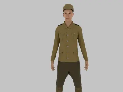 WWI Soldier Low-poly 3D model