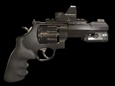 Game Ready Revolver Low-poly 3D model purchase