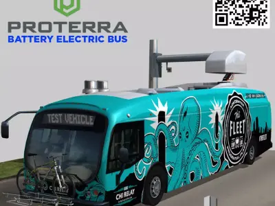 Proterra electric 40 Foot bus AON center chicago octopus livery Low-poly 3D model
