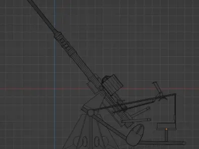British Polsten 20mm Anti-Air Gun Low-poly 3D model