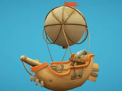 Balloon Boat Low-poly 3D model