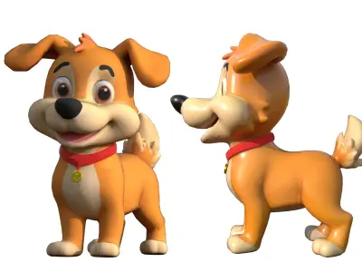 Cartoon Dog Low-poly 3D model