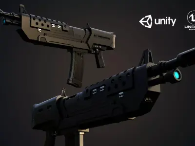 Sci-Fi Machine Gun SFG001 Low-Poly  Low-poly 3D model