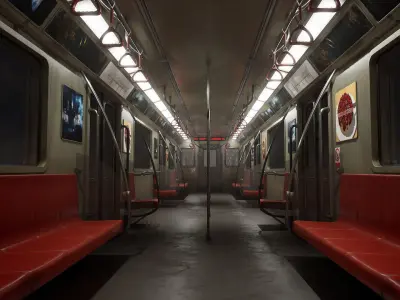 Subway Interior Low-poly 3D model purchase