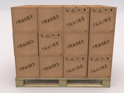 Pallet with Boxes Low-poly 3D model purchase