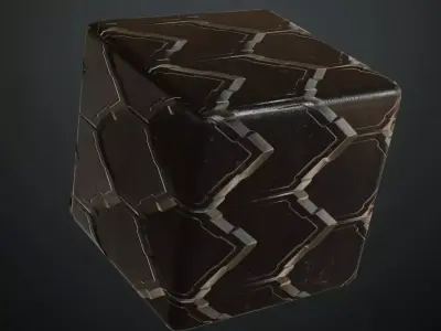Sci-Fi Dark Metallic Hexagonal Armor Plates PBR Seamless Texture