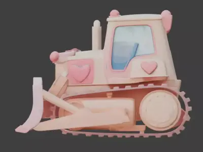 Stylized 3D Valentine  Bulldozer Model Low-poly 3D model