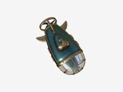 Submarine Cartoon A02 Blue Bronze - Sub Watercraft Vehicle Low-poly 3D model