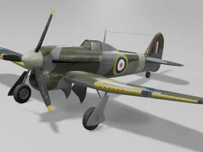 Hawker Typhoon Mk Ia  Fighter Aircraft Low-poly 3D model