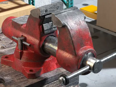 Pipe Bench Vise Dusty Rigged 3D model