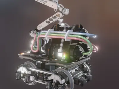 Rail Line Spray Painter Robot Design 3D model