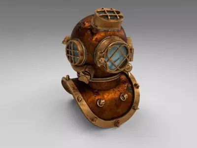 PBR Diving Helmet Low-poly 3D model